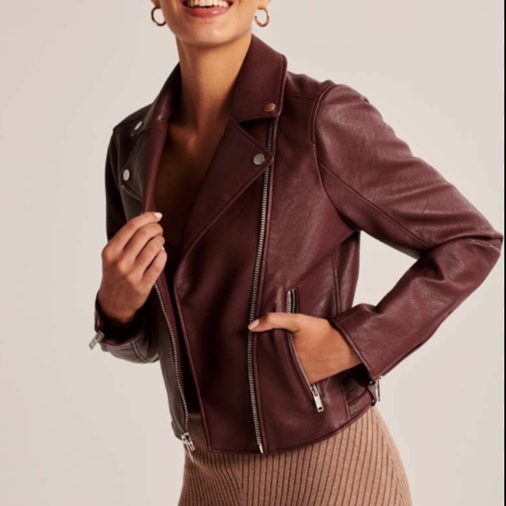 Abercrombie & Fitch Deep Burgundy Leather Jacket